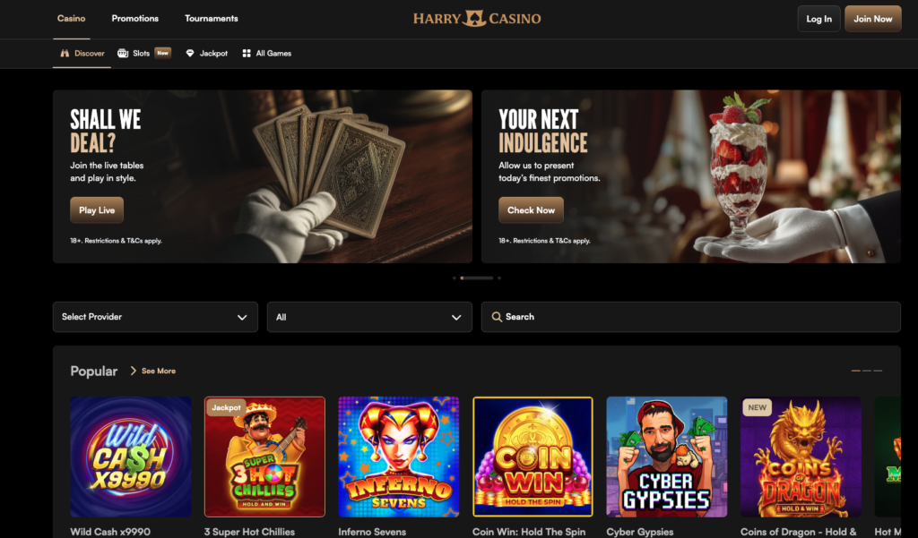 harry casino promotions and games